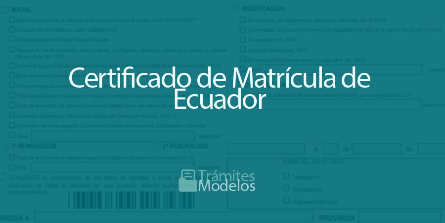 Certificado de Matrícula de Ecuador